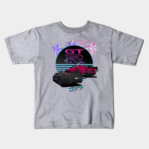 GTR Retro Vibe Rear Kids T-Shirt by StatusFaction